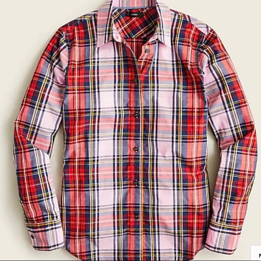 NWT SOLD OUT! J Crew slim fit stretch cotton shirt. Pink Tartan Holiday Plaid.